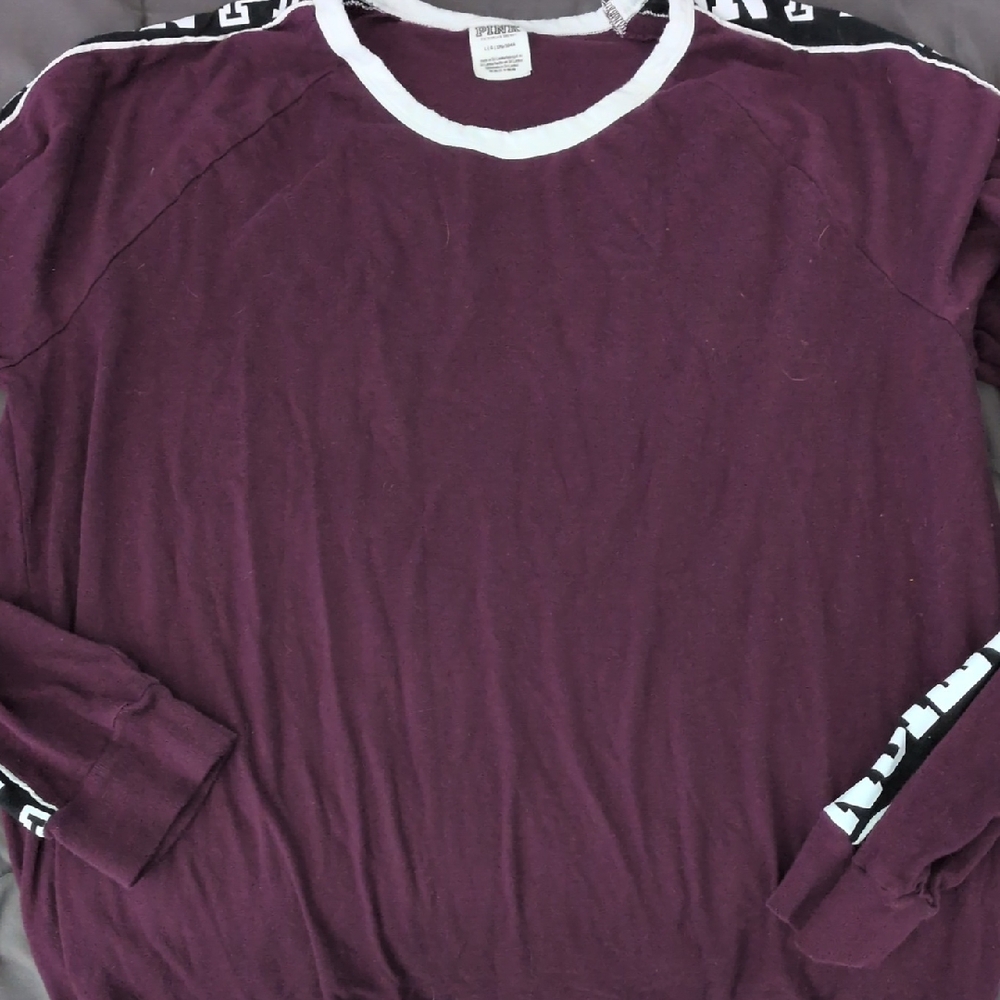 PINK Victoria's Secret Plum Top with White Trim